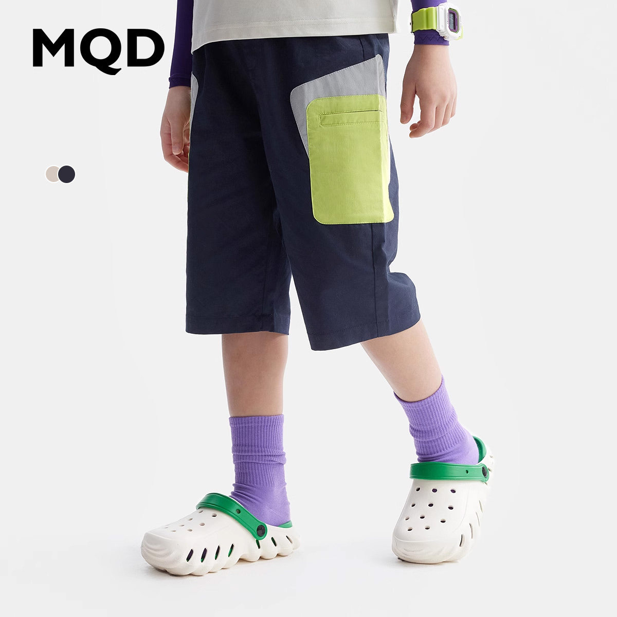 MQD撞色休闲裤童装休闲裤图片