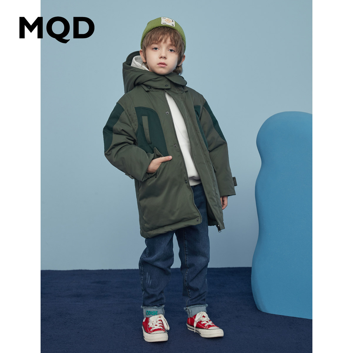 MQD童装男童羽绒服卡通连帽中长款风衣保暖儿童加厚羽绒服多款