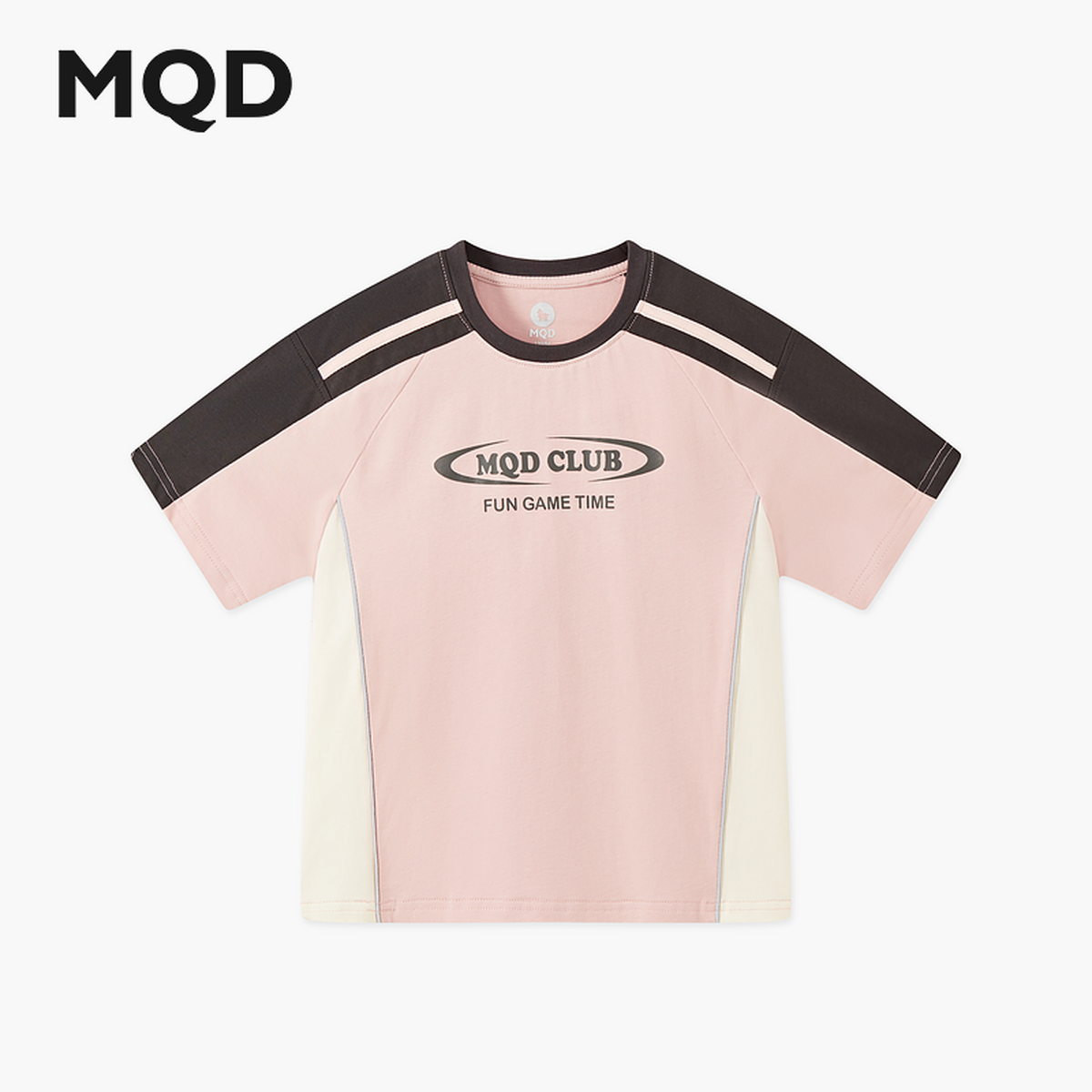 女大童夏季新品运动短袖撞色拼接插肩袖字母T恤跑步羽毛球