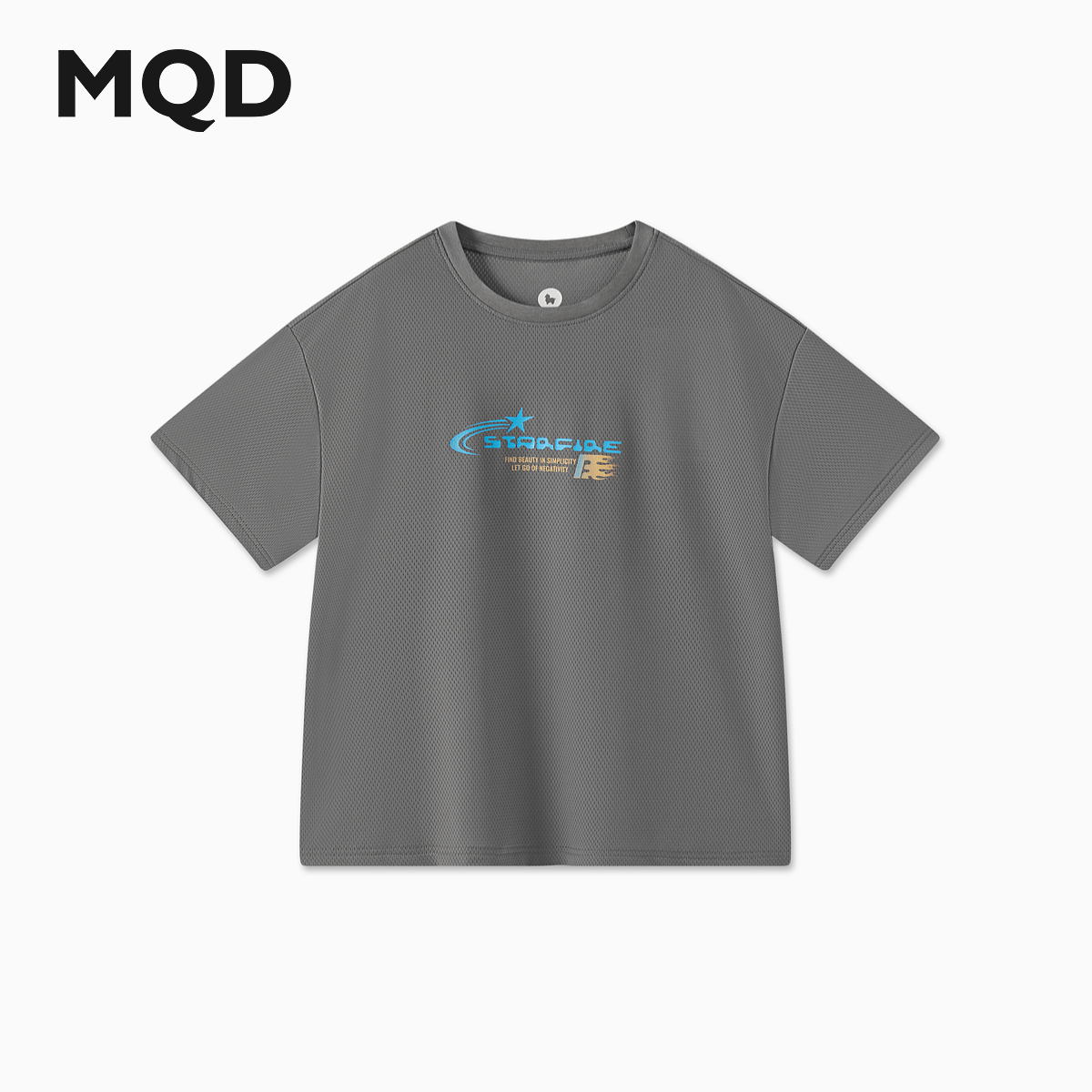 MQD男大童夏季新品网格透气运动跑步字母休闲百搭T恤