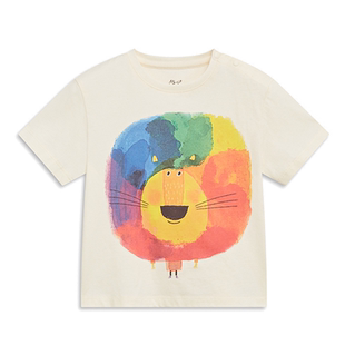 清仓MQD童装男小童夏季卡通大图案T恤彩虹小狮子短袖T恤洋气