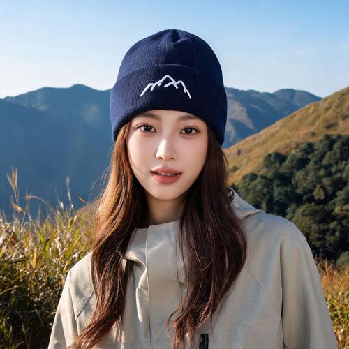 户外登山风山峰刺绣冷帽