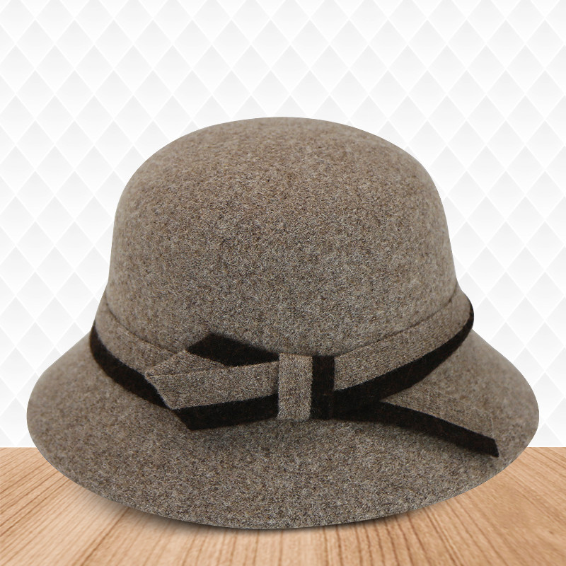 新款秋冬季时尚百搭韩版潮女羊毛呢礼帽女士贝雷帽盆帽妈妈渔夫帽