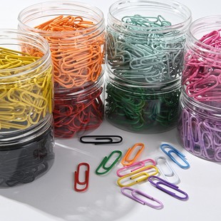 糖果色回形针办公文件夹办公用品 彩色28MM回形针金属回形针桶装