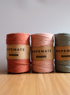 4MM彩色三股棉绳挂毯编织绳21支柔软diy手编绳Macrame材料包用线