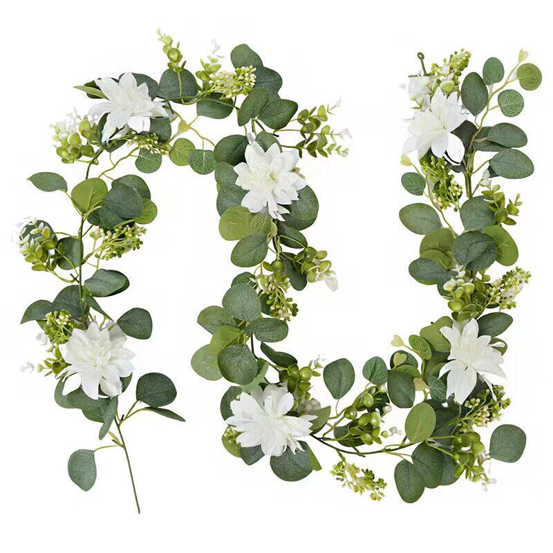 新款人造仿真绿植尤加利藤条家居装饰桉树叶藤蔓绿色植物仿真藤条