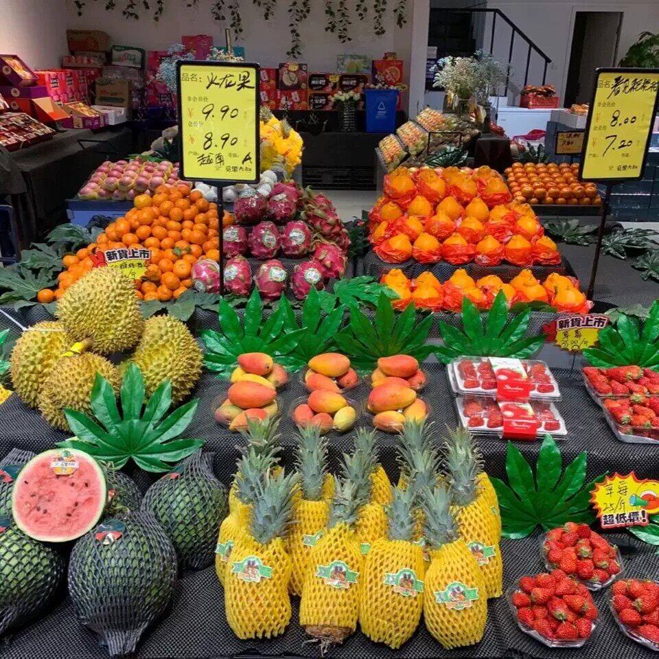 仿真八角叶子水果店装饰假绿叶金盘叶方真树叶大小号植物叶