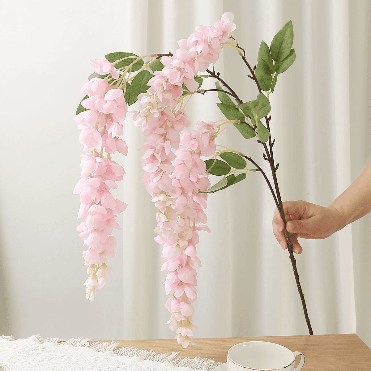 仿真紫藤花串豆瓣花藤紫罗兰藤条装饰假藤蔓婚庆绿植物树叶子吊顶