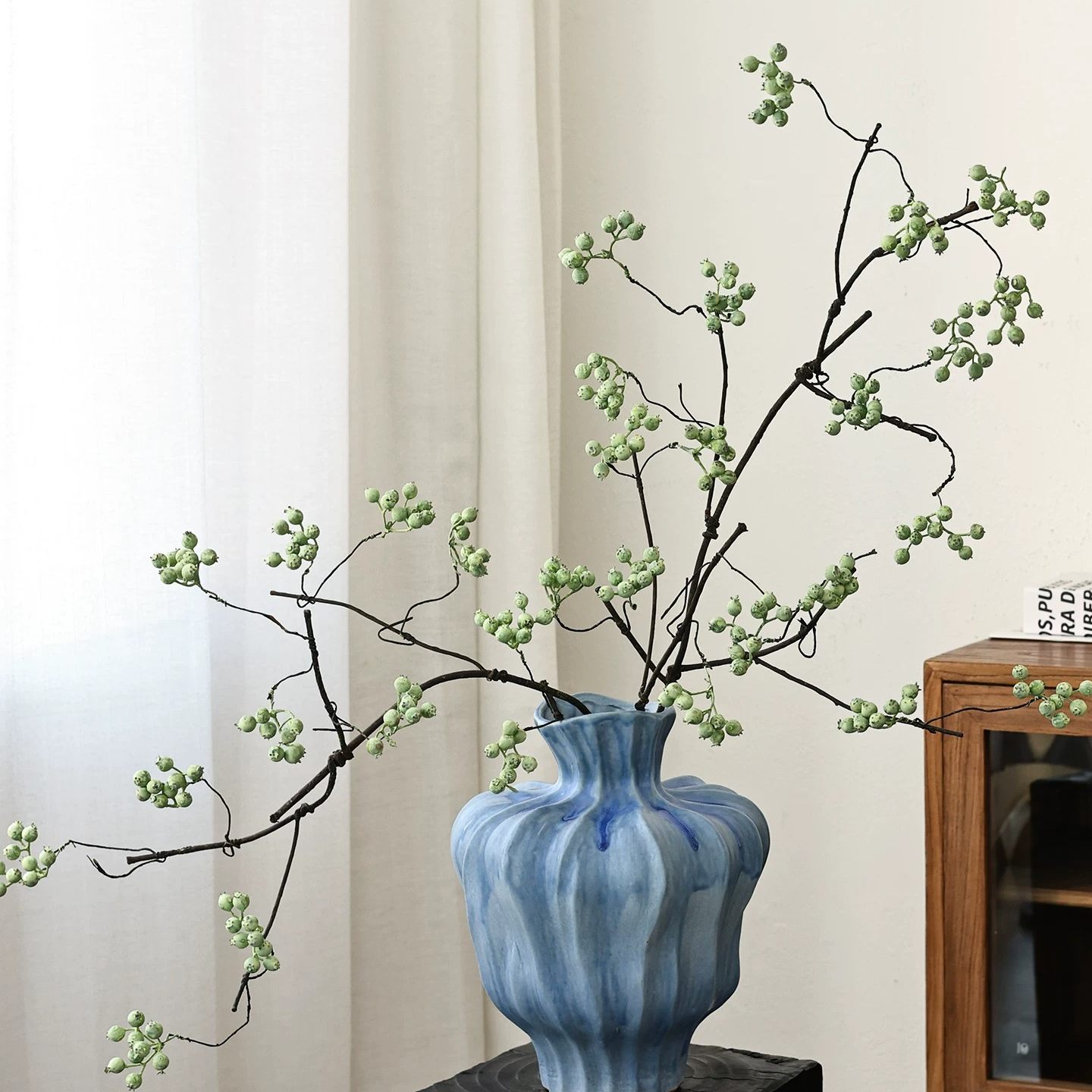 马桑果假花仿真花绿植侘寂风摆设干花束逼真高级感客厅插花摆件