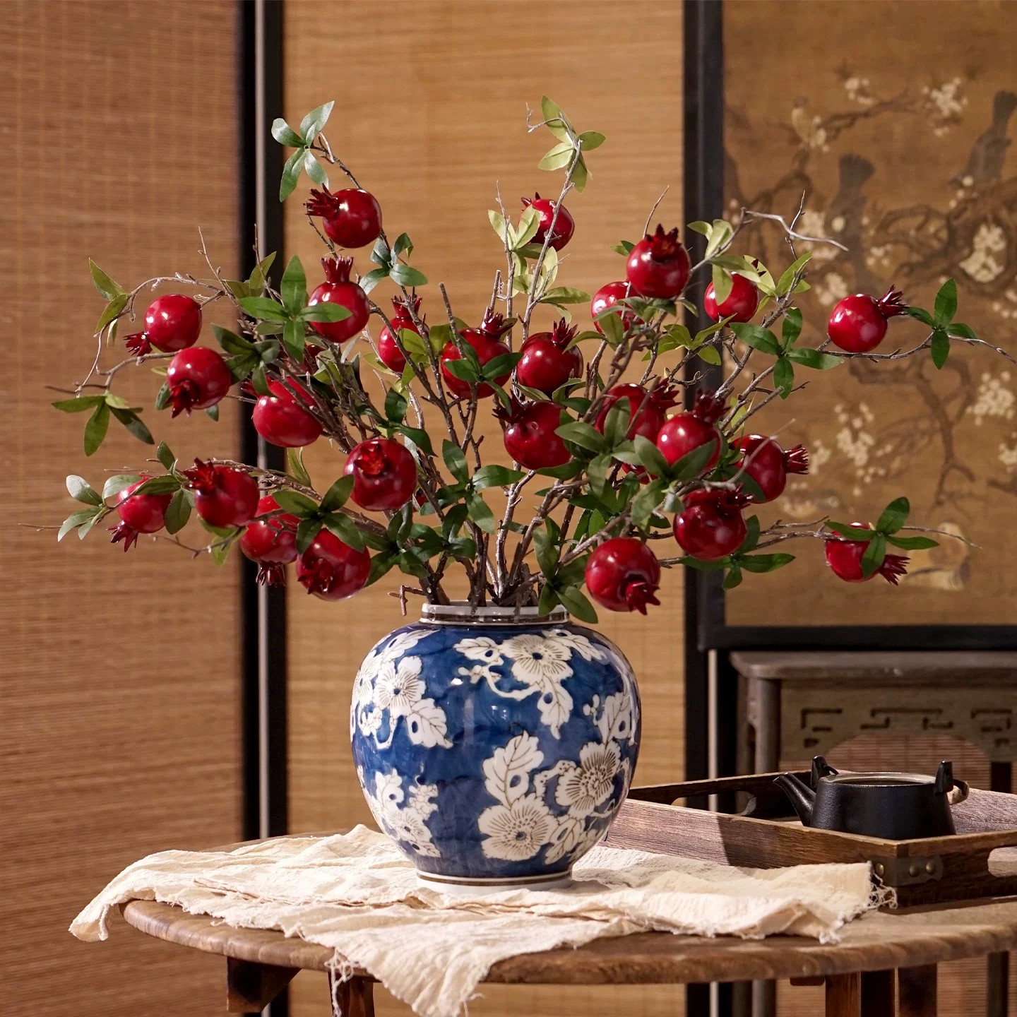 .ins复古仿真石榴果发财果浆果花束餐桌插花家居软装假花摆件