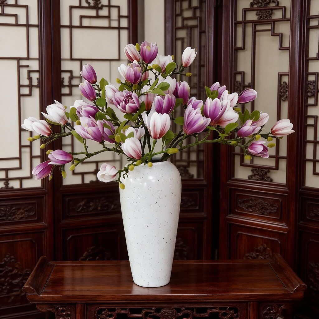 胶片仿真含苞玉兰假花轻奢中式家居客厅玄关餐桌插花装饰花束摆件