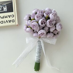 婚礼花艺素材芍药把束手札仿真花27头牡丹假花拍照道具新娘手捧花