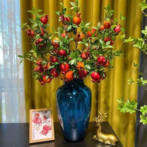 喜庆多果仿真石榴浆果花束新年摆件客厅电视柜插花假花装饰品