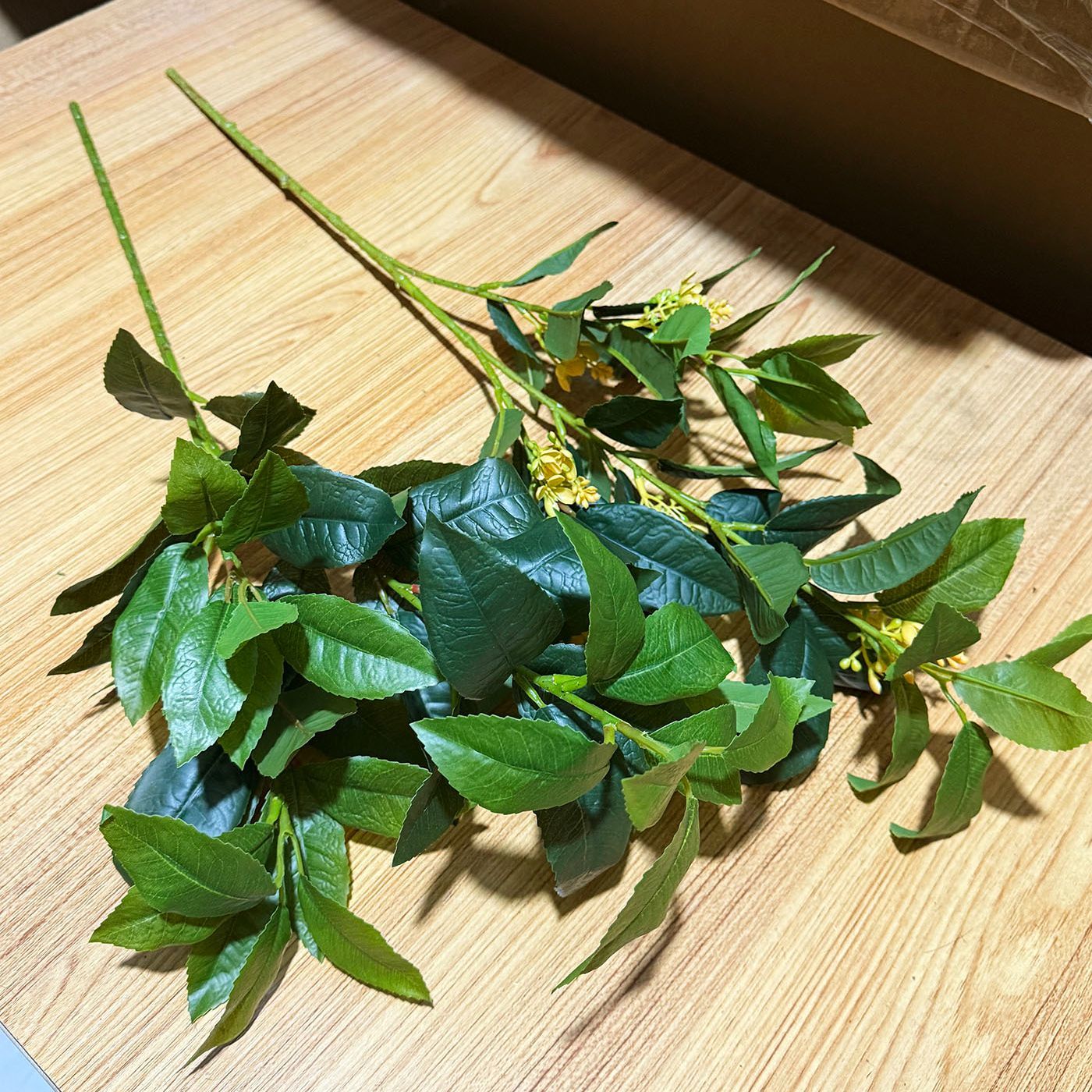 叶子仿真黄色桂花树叶塑料胶片假树枝园林造景装饰假花千里香金桂