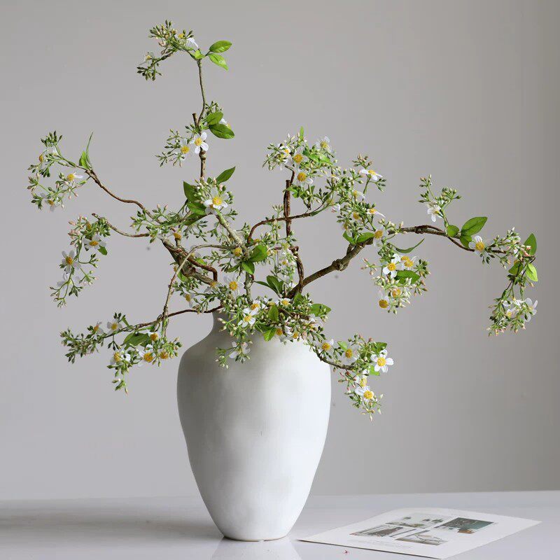 新中式海棠花藤仿真花客厅餐桌塑料花假花插花摆件装饰花干花摆设