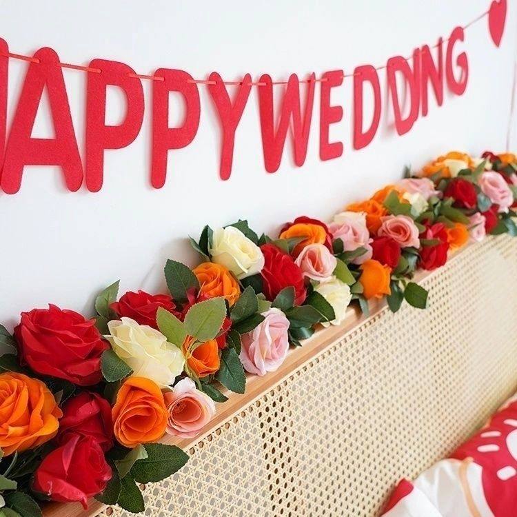 仿真花藤条结婚床头花高