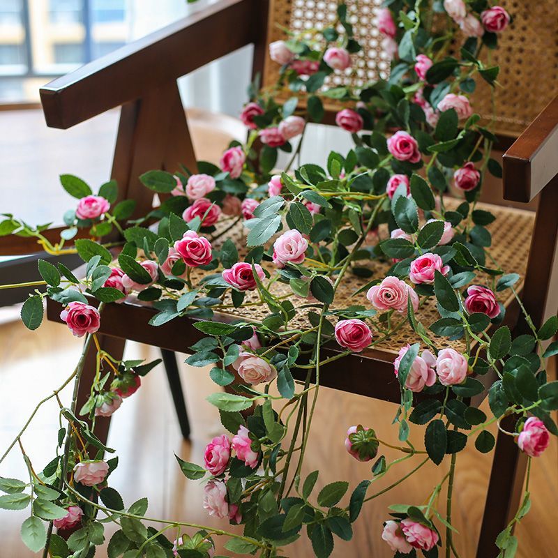 仿真玫瑰花藤条植物藤蔓室内吊顶装饰空调墙面管道缠绕假花爬藤