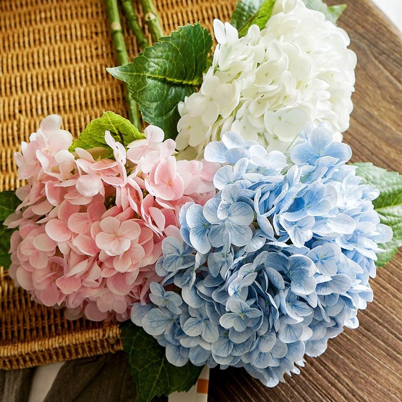 大朵胶片绣球仿真花保湿手感家居餐桌花瓶插花装饰假花束