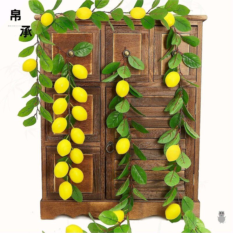 墙面挂饰仿真人造柠檬藤条亚马逊桉树叶绿植仿真植物藤条室内装饰