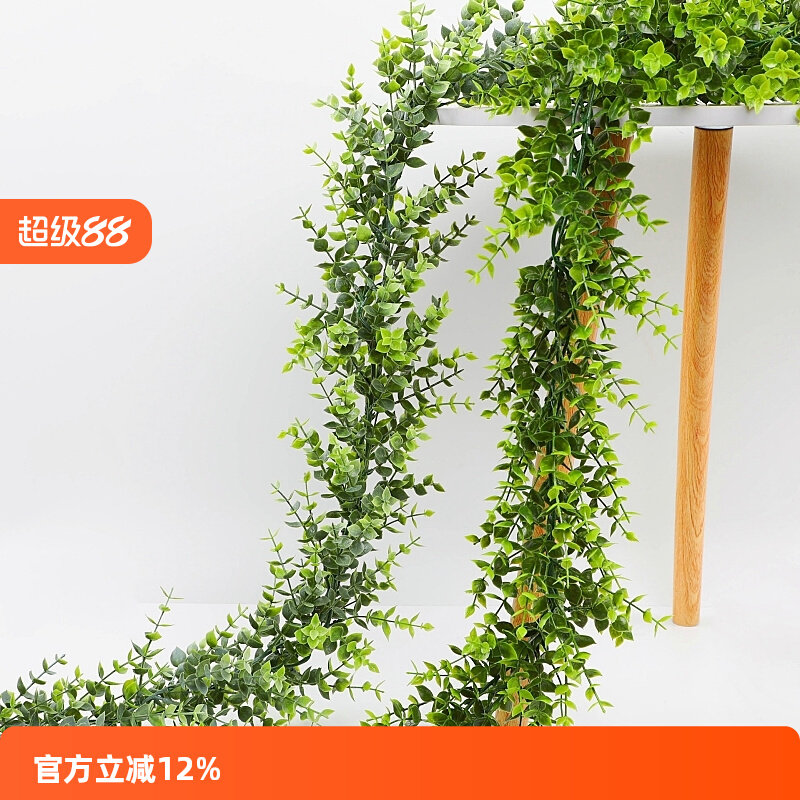 墙面挂饰园风花环假藤蔓绿藤绿叶装饰藤条桉树叶尤加利仿真藤条