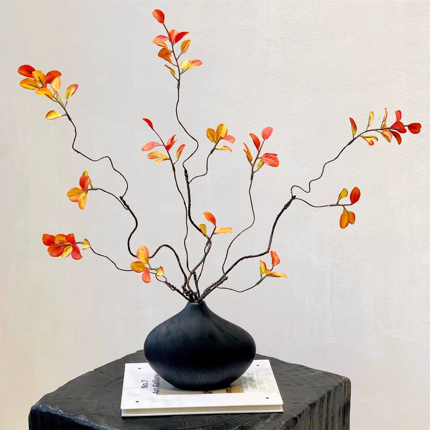 仿真串串金果秋叶干枝花艺假花客厅电视柜新年喜庆年宵花摆件