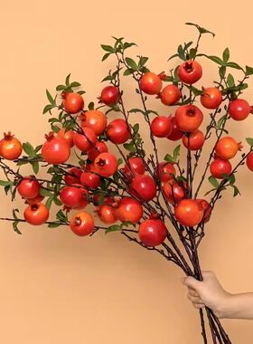 仿真石榴花花假花摆设红