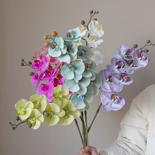 高品质手感蝴蝶兰仿真花 单支假花电视柜插花室内家居造景花艺