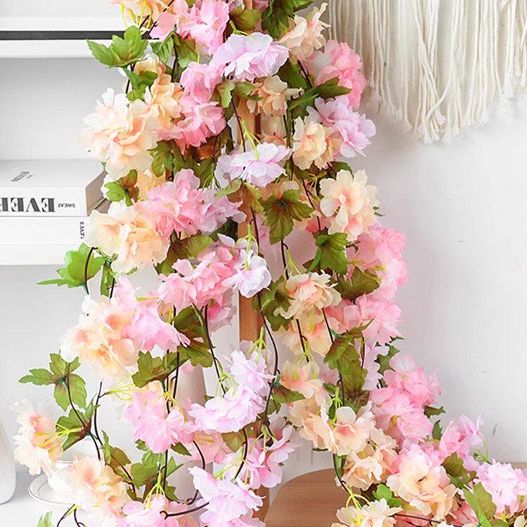 仿真樱花藤条塑料假花缠绕空调管道客厅室内吊顶装饰遮挡美化房顶