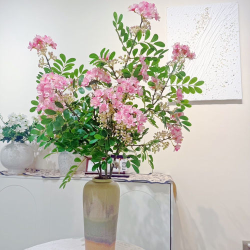 人造仿真含笑花带叶假花枝家居桌面插花摆件婚礼布景拍摄仿真花