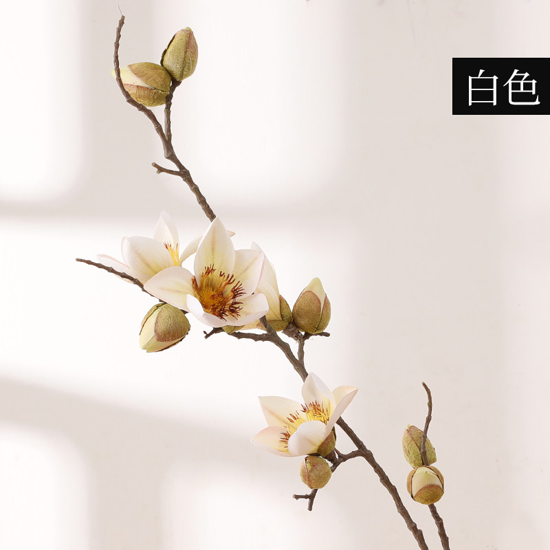 仿真木棉花枝客厅落地插花装饰干花中式复古摆件红色英雄花假花