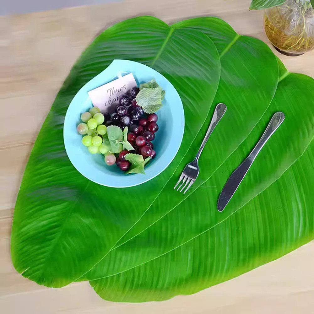 彷真芭蕉叶绿叶饭厅食品