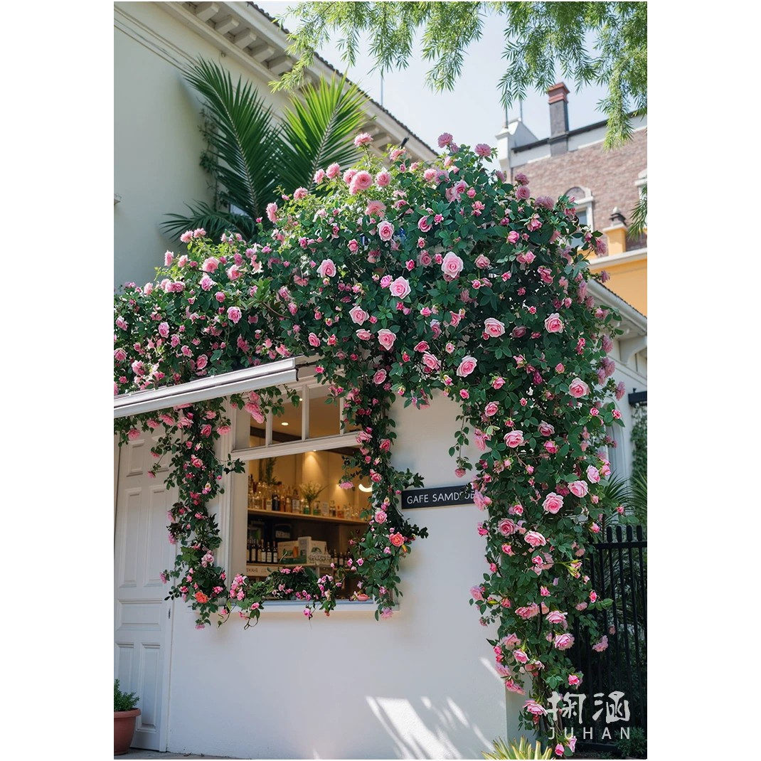 仿真花假布客厅卧室玫瑰花藤蔓花朵装饰管道成品玫瑰花包空调墙面