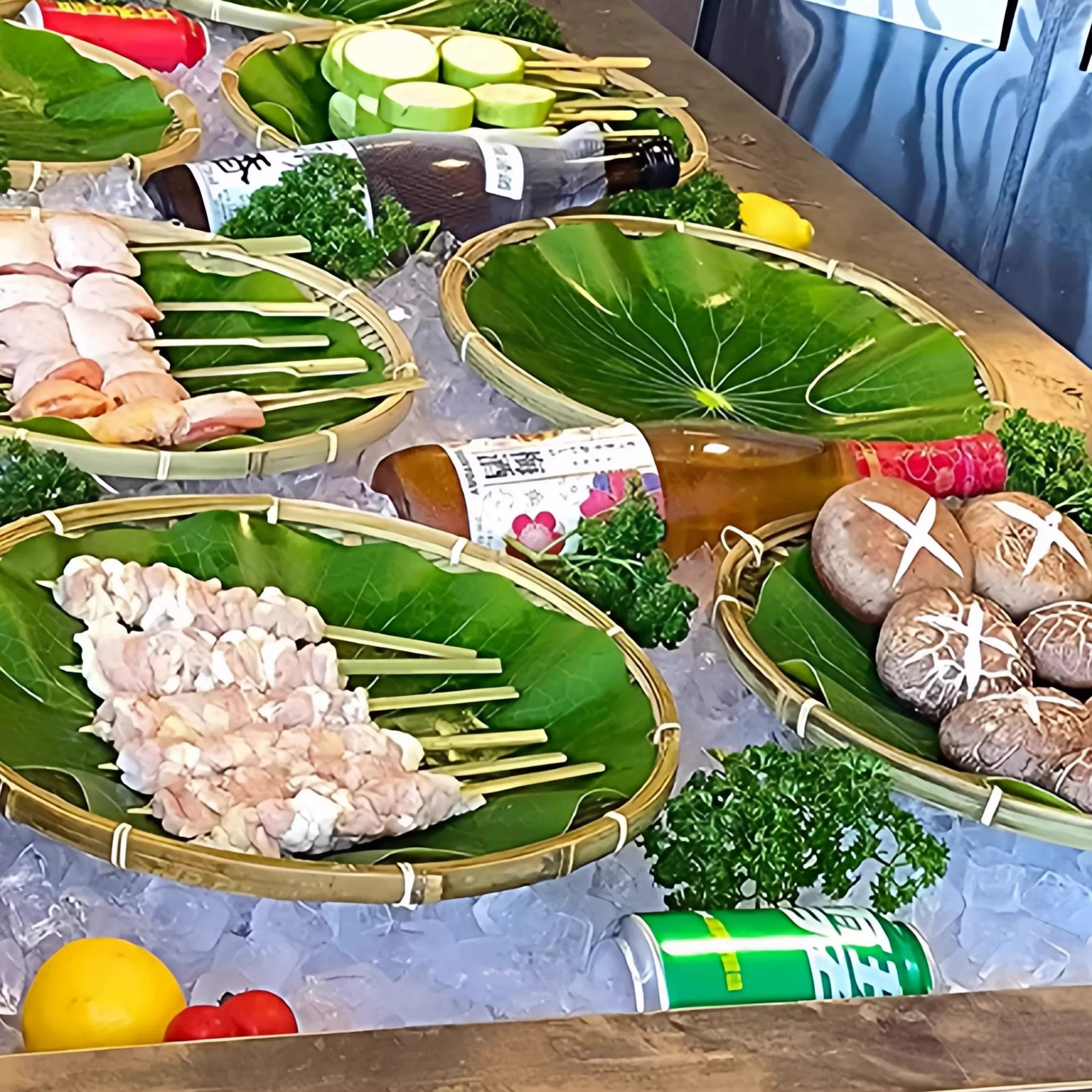塑料仿真荷叶水果垫子假软胶漂浮荷叶芭蕉叶八角绿叶道具摆盘装饰
