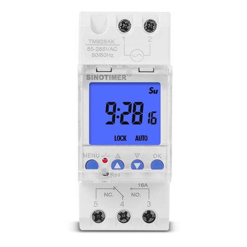 TM928AK 智能大屏显示可更换电池导轨定时器开关背光85-265V 16A