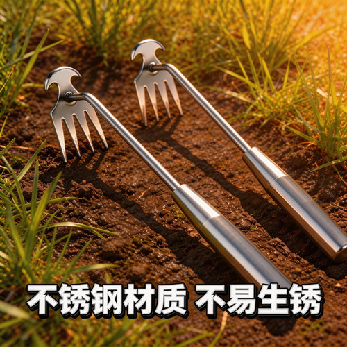 不锈钢除草神器家用园艺拔草器小型松土工具农用除草钩省力拔草器