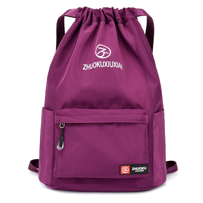 牛津布抽绳束口袋2020新款背包双肩包女防水帆布大容量书包补课包