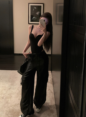 FREE UC辣妹气质高级感吊带连体上衣性感无袖背心外穿/阔腿长裤