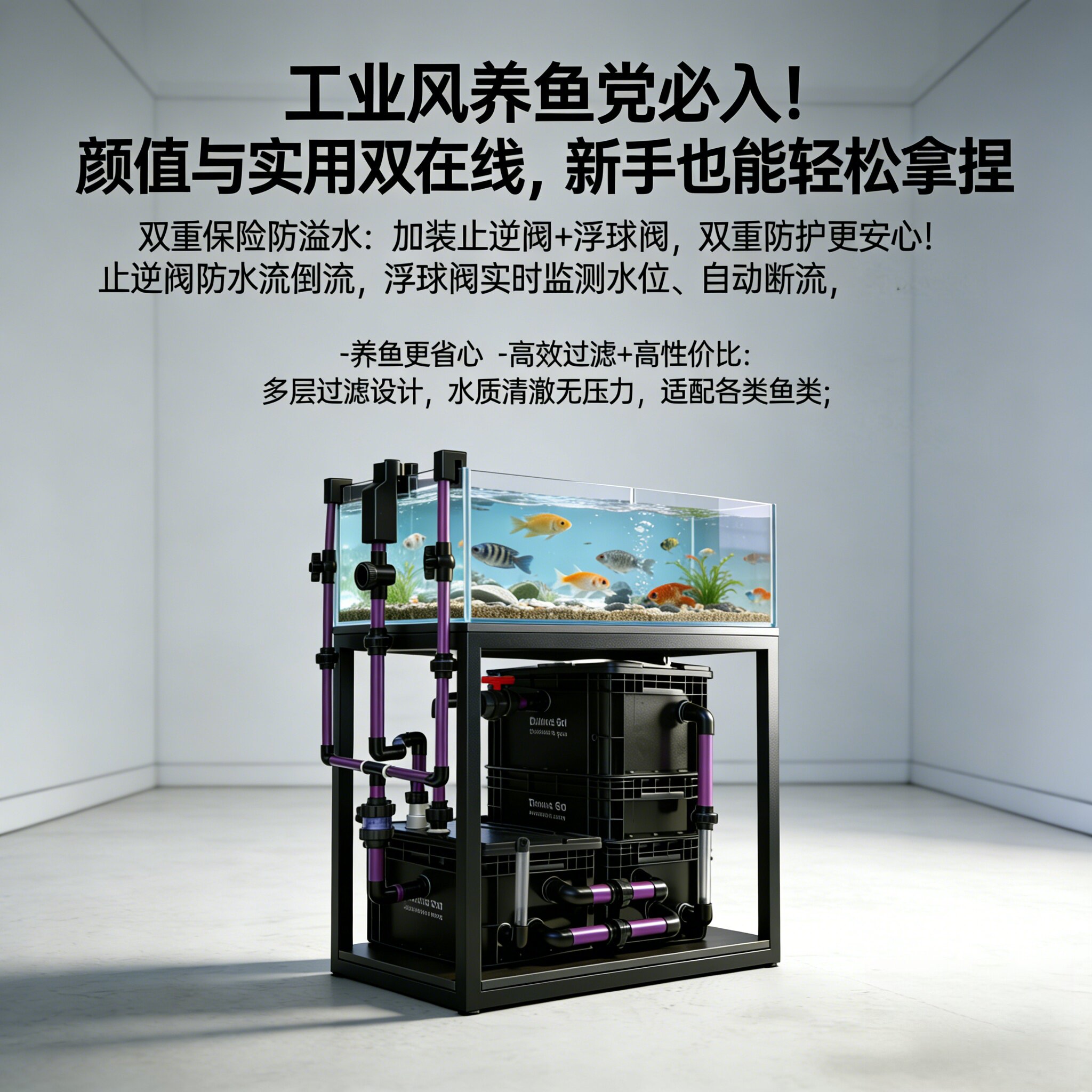 鱼缸虹吸免打孔底滤一整套周转箱下过滤溪流滴流盒龟底滤过滤系统