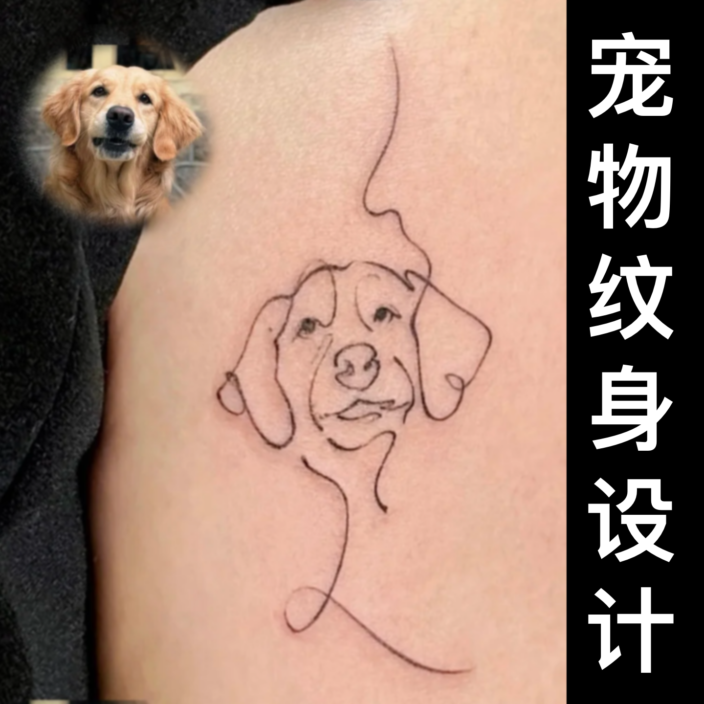 手绘纹身设计宠物照片转头像定制