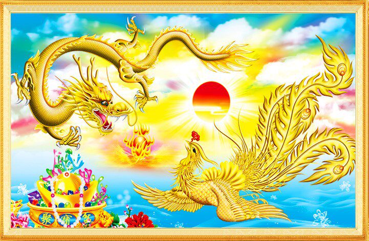 空间装饰品钻石绣中国风龙凤呈祥龙飞凤舞客厅沙发电视背景墙壁画