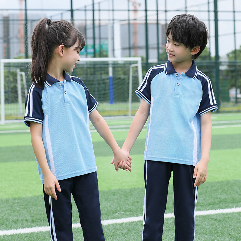 初中学生校服套装夏季学院风班服高中大学生毕业照运动服上衣短袖