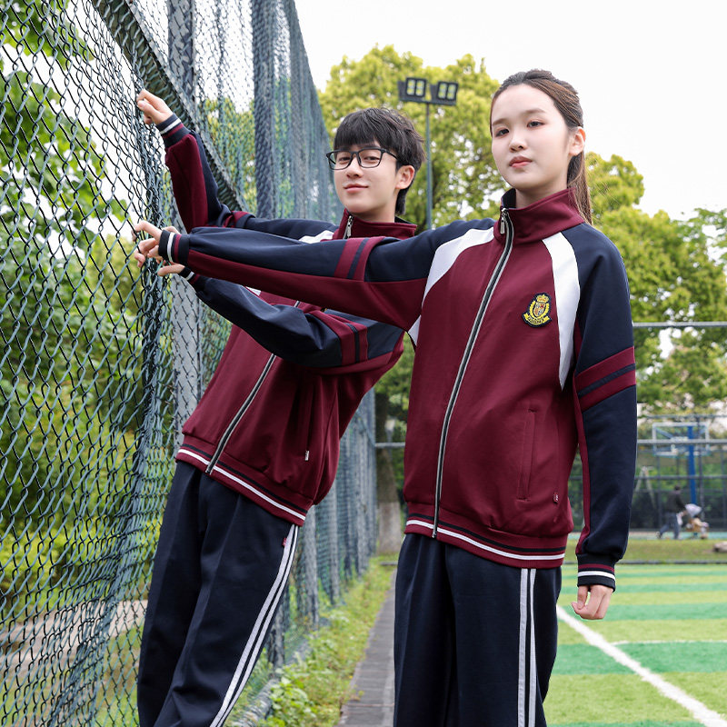春秋季初高中生班服校服运动情侣套装男女中小学生三件套印制外套