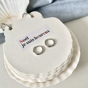 CuteDouu 迷你素圈 日常低调百搭银色小素圈 简约小耳环耳饰