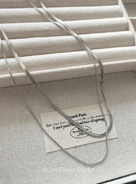 CuteDouu高级钛钢双层蛇骨项链