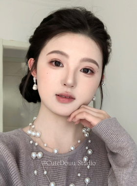 CuteDouu 南法千金 精致锆石巴洛克珍珠耳环 设计感耳钉耳饰女