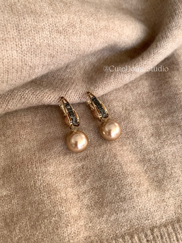 CuteDouu 贵气至上 一款四戴！香槟色珍珠锆石耳环高级设计感耳钉