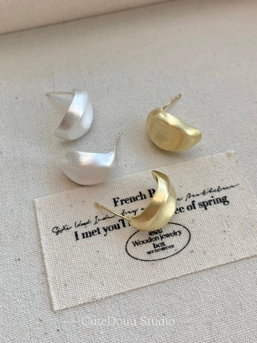 CuteDouu 极简拉丝 高级感拉丝金属耳钉小众百搭日常通勤耳饰耳环