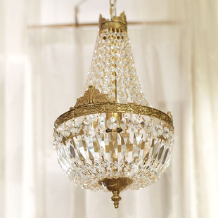 法式 玄关灯床头灯黄铜灯过道灯具夜灯 中古风复古水晶玻璃黄铜欧式