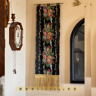 原创中古风家居挂毯装 黄铜织布流苏挂件客厅卧室壁挂 饰画床头法式