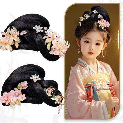 古风儿童假发饰品组合